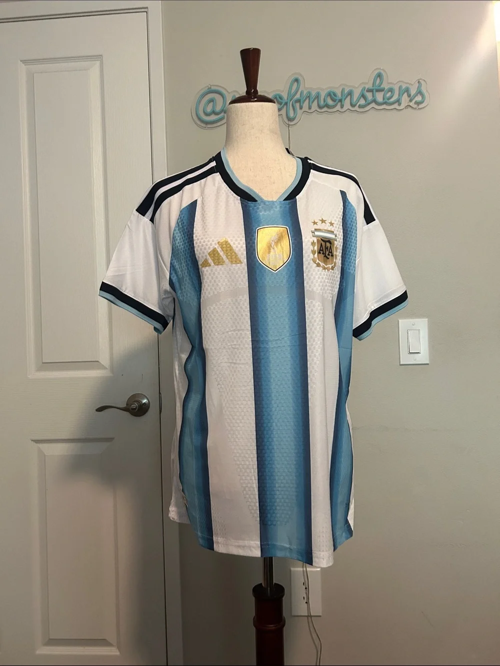 Argentina Soccer Jersey - White & Light Blue